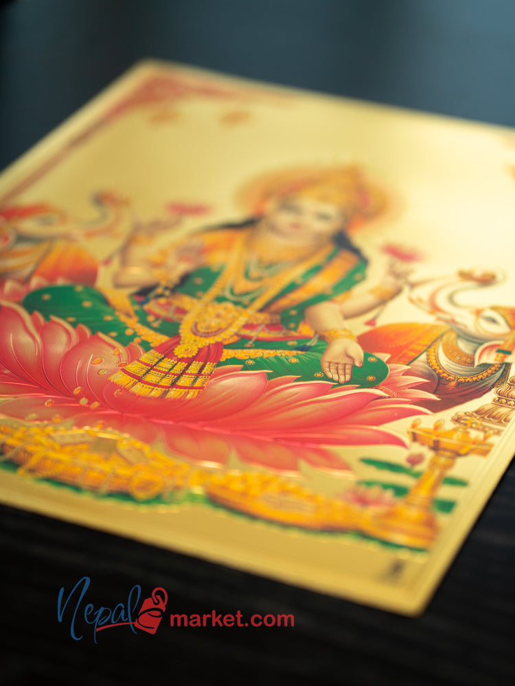 Goddess Laxmi, Gold Foil Decorative Poster 12x16 inch