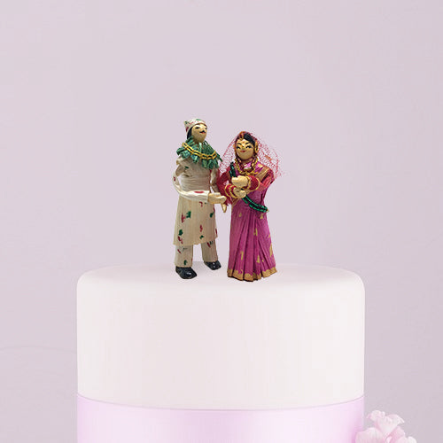 Nepali Bride & Groom Handmade Cake Topper