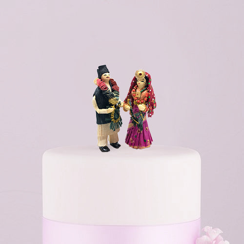 Nepali Bride & Groom Handmade Cake Topper